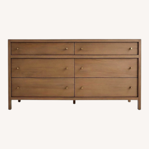 Used Crate & Barrel Keane 64" Solid Driftwood 6-Drawer Dresser for sale on AptDeco
