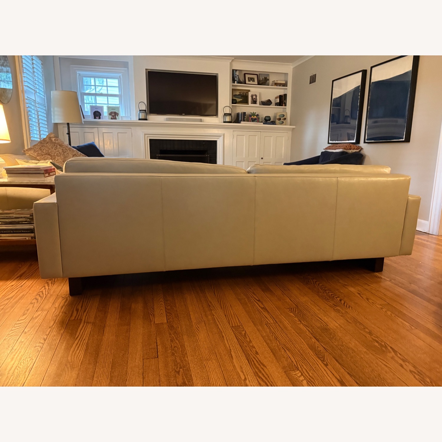 Pair of Room & Board Metro Gray Leather Sofas - image-6