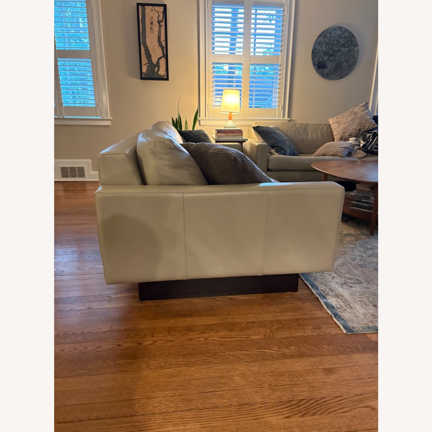 Pair of Room & Board Metro Gray Leather Sofas - image-5