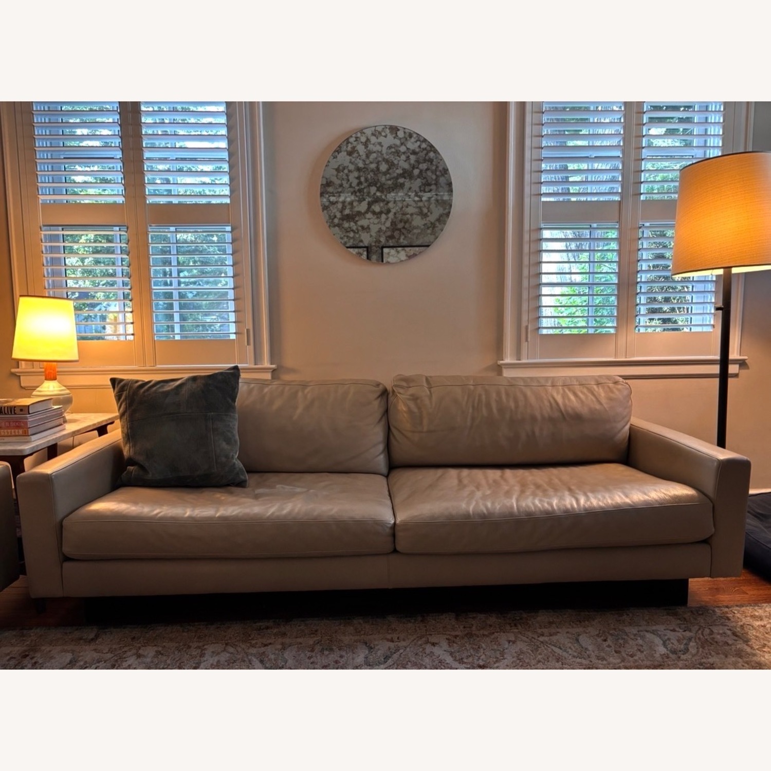 Pair of Room & Board Metro Gray Leather Sofas - image-4