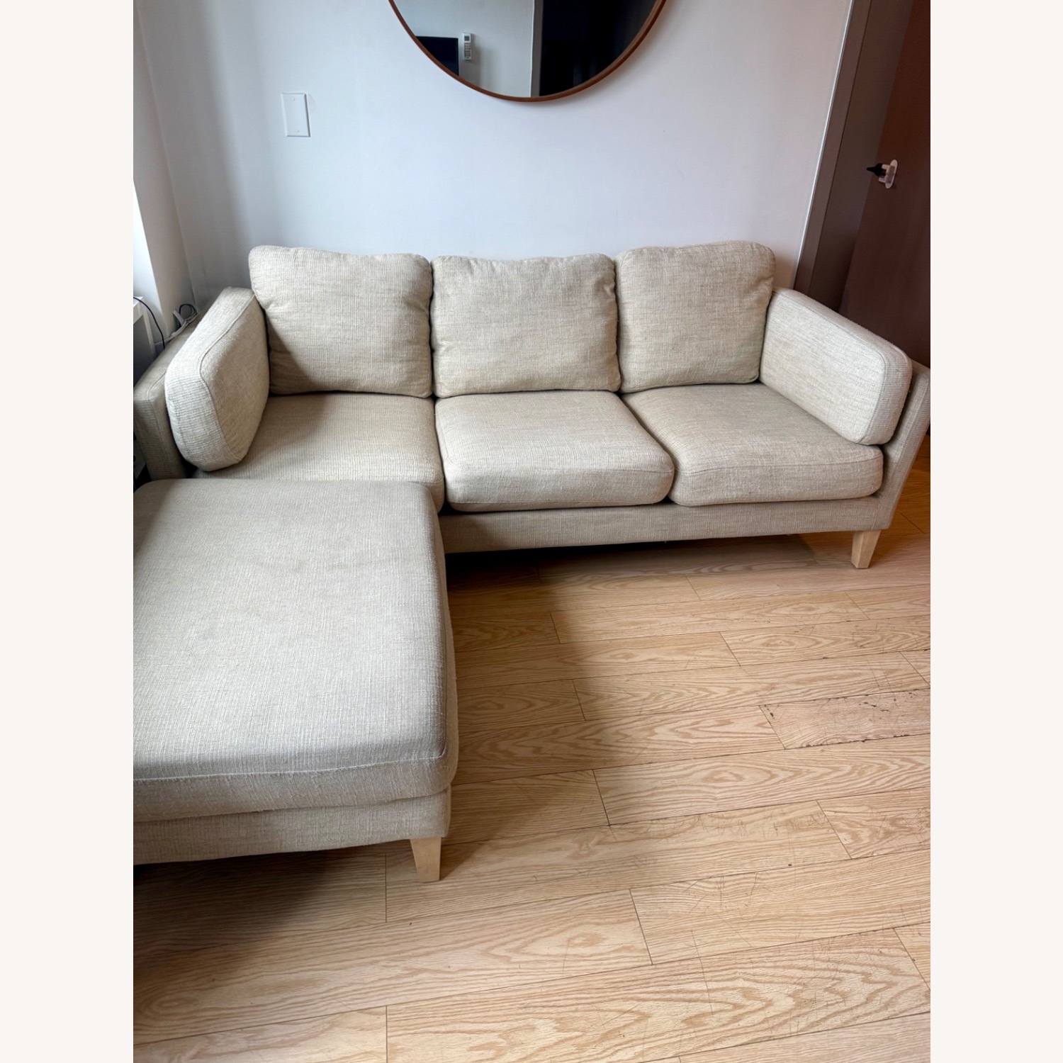 World Market Natural 3 Seater Sofa With Ottoman - image-1