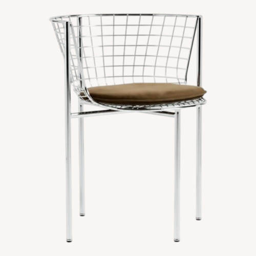 Used Crate & Barrel Cassano Metal Dining Chair with Leather Cushion for sale on AptDeco