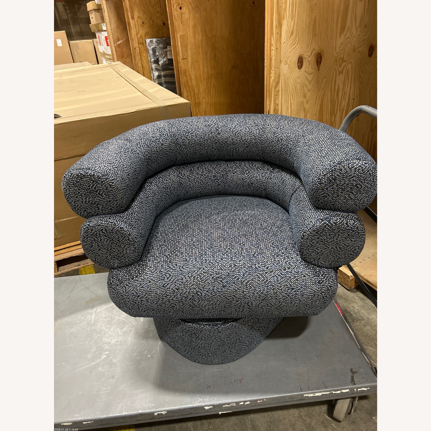 Custom Navy Blue Swivel Chairs - image-1