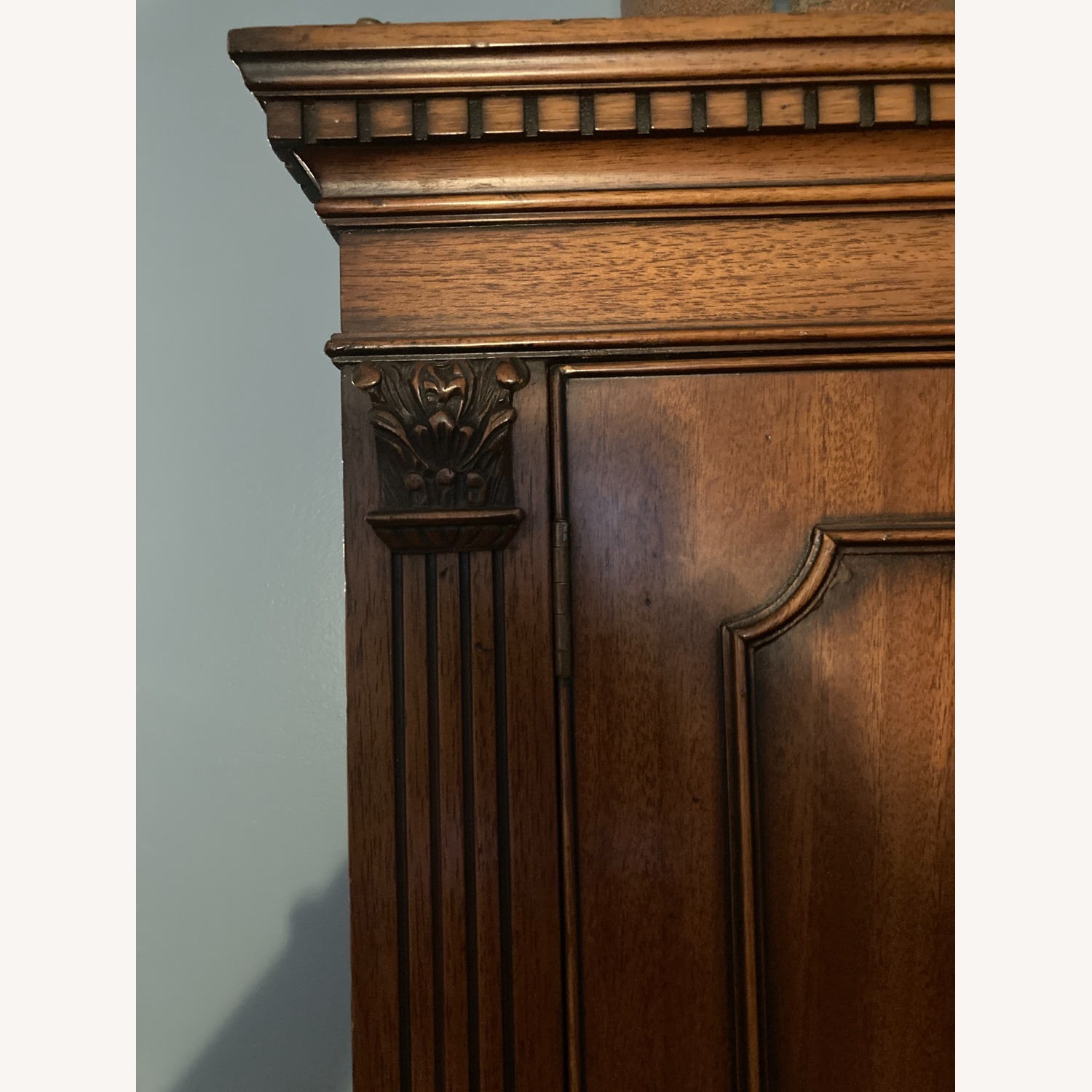 Antique Dark Brown Wood Armoire - image-3