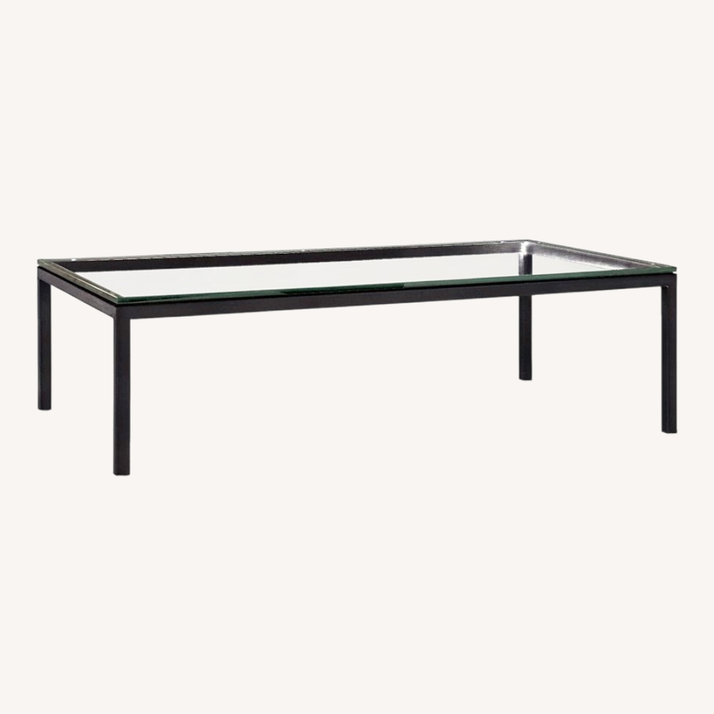 Image of Room & Board Dark Metal, Glass Top Coffee Table