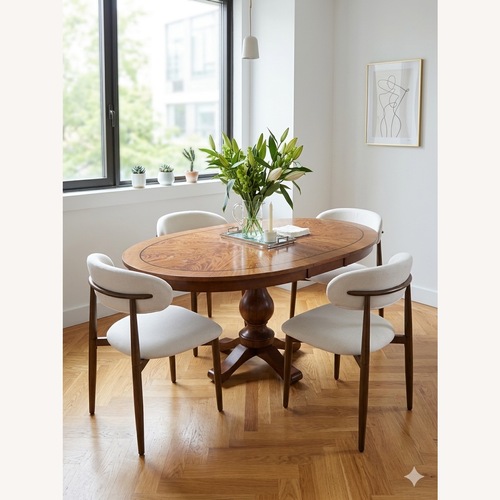 Used Vintage/Antique Burl Wood Oval Extendable Table for sale on AptDeco