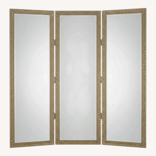Used Wayfair Mirrored Gold Wood Room Divider for sale on AptDeco