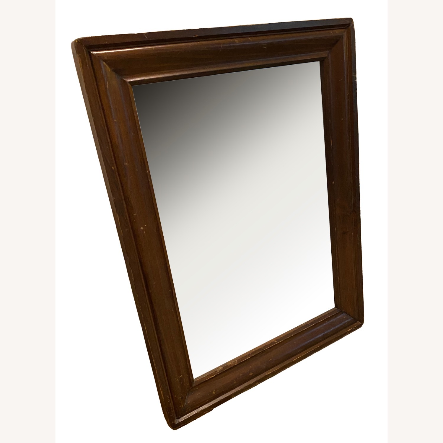 Vintage Dark Brown Wood Wall Mirror - image-2