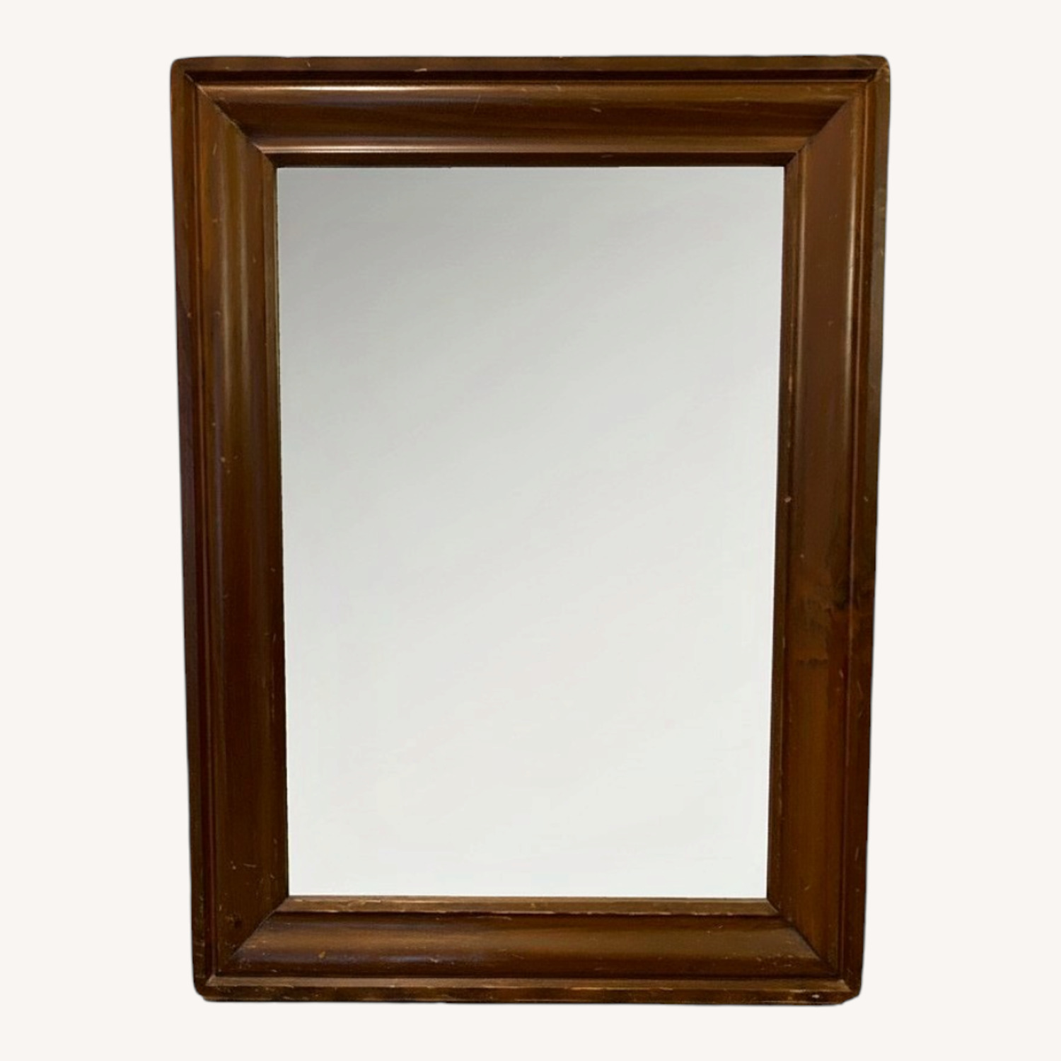 Vintage Dark Brown Wood Wall Mirror - image-0