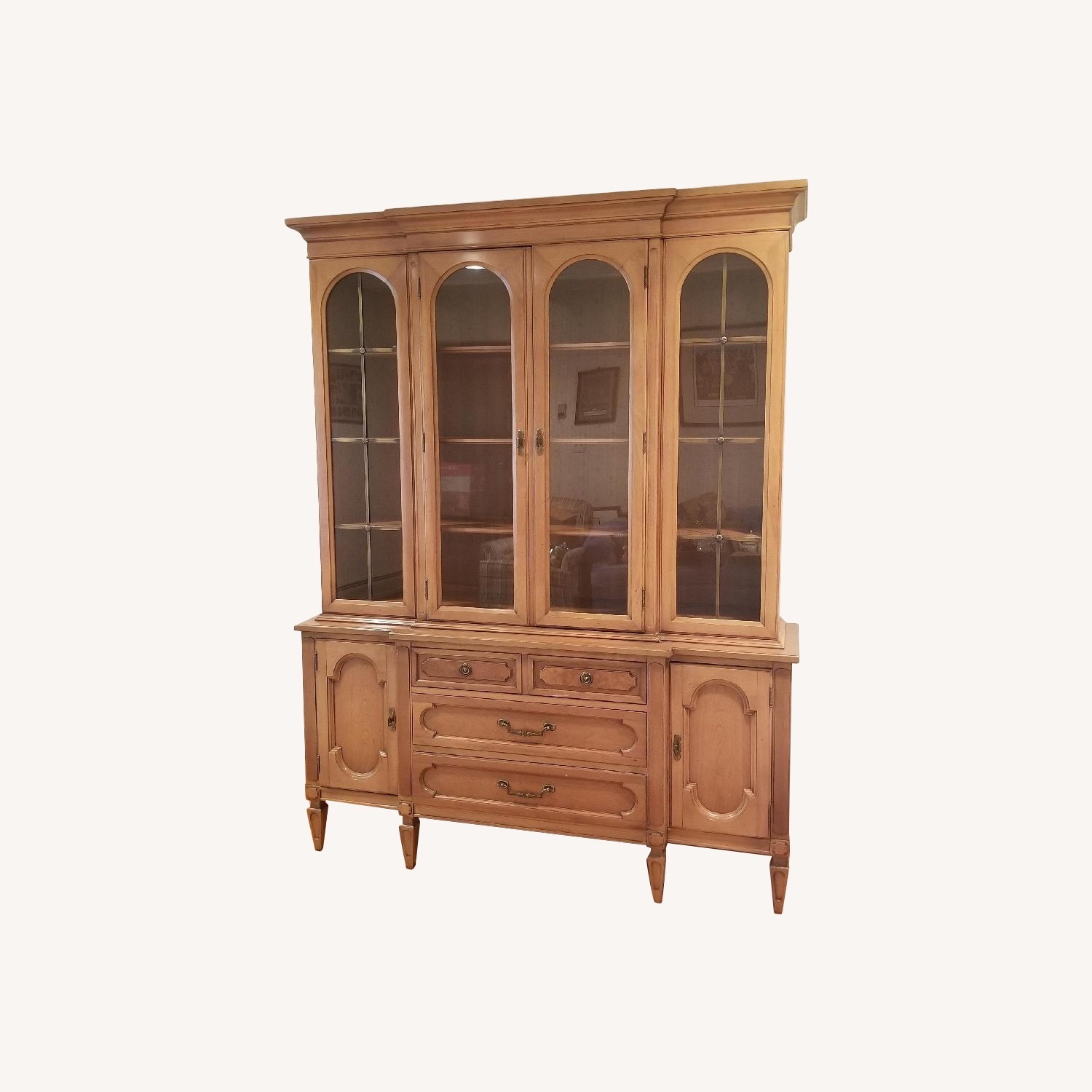 Golden Wood China Closet W Display Light - image-9