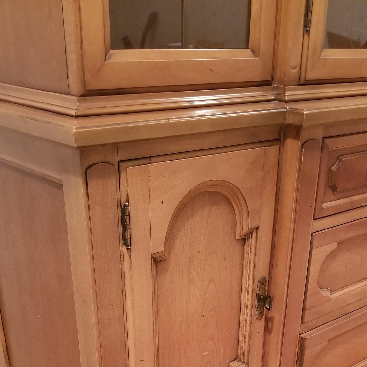 Golden Wood China Closet W Display Light - image-3