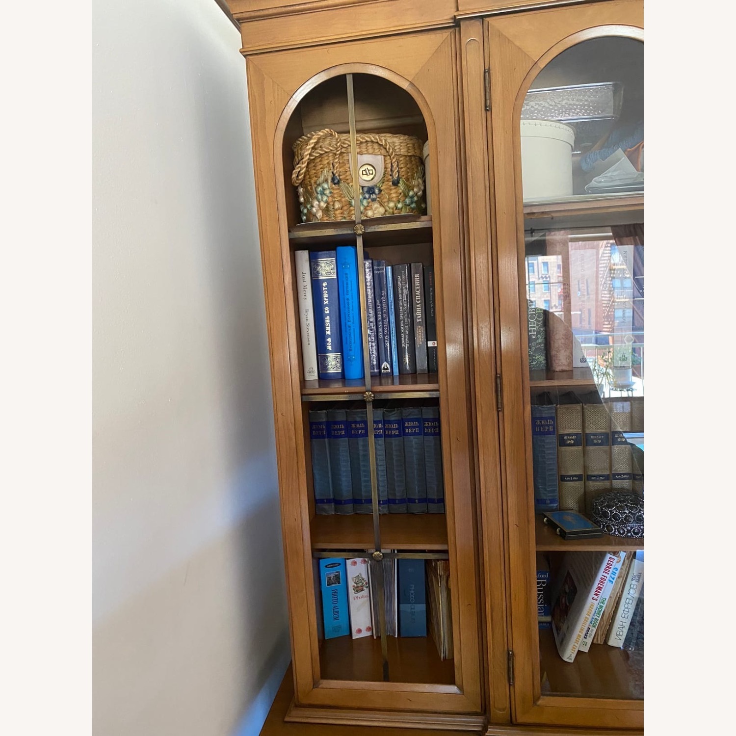 Golden Wood China Closet W Display Light - image-10