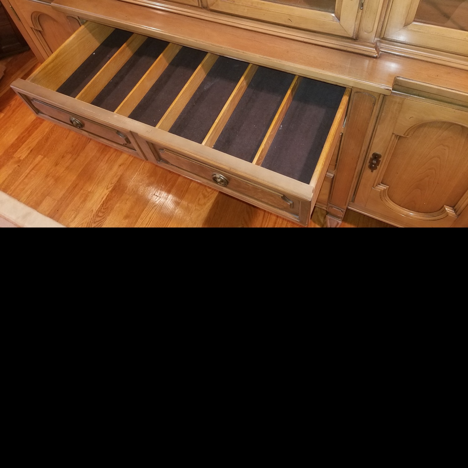 Golden Wood China Closet W Display Light - image-4