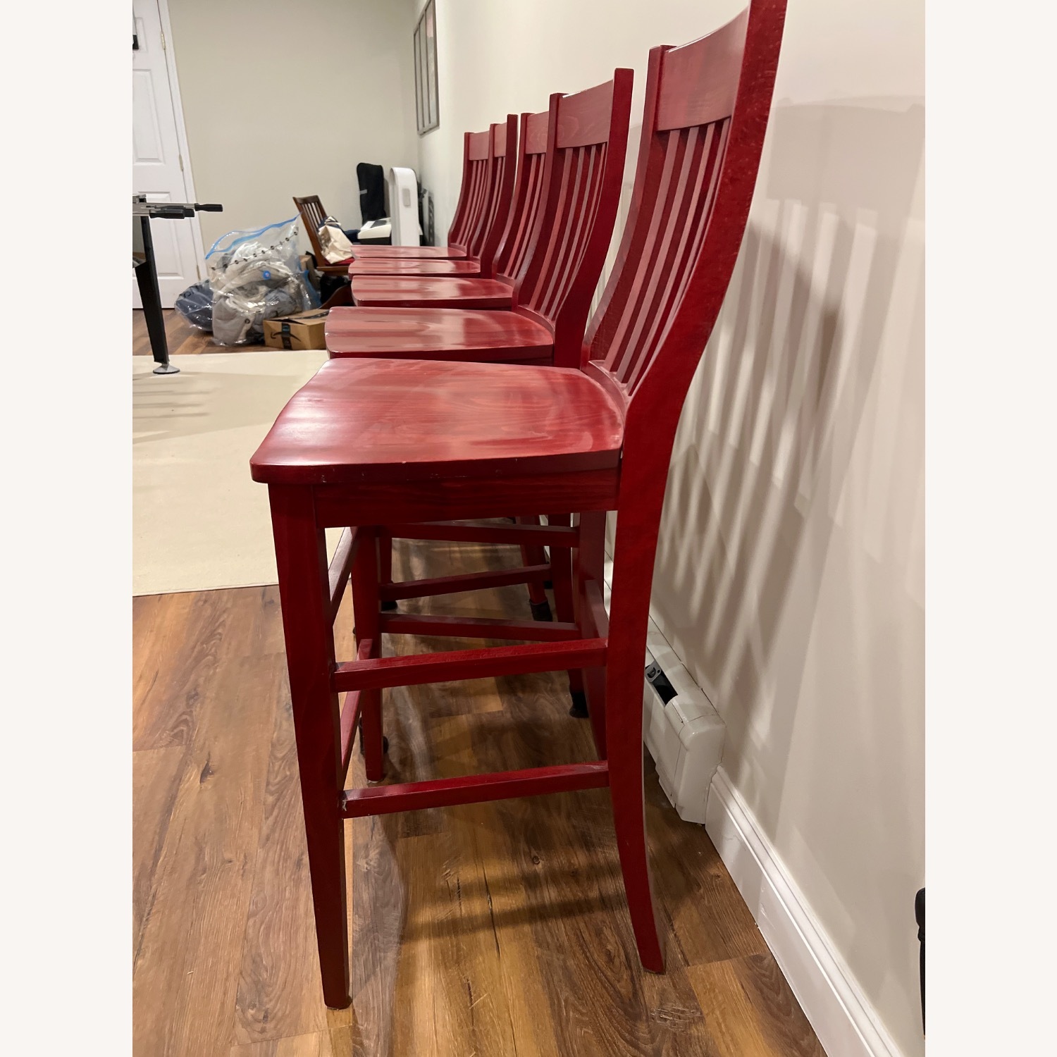 Pottery Barn Red Wood Stool - image-2