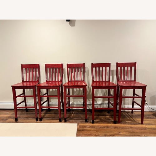 Used Pottery Barn Red Wood Stool for sale on AptDeco