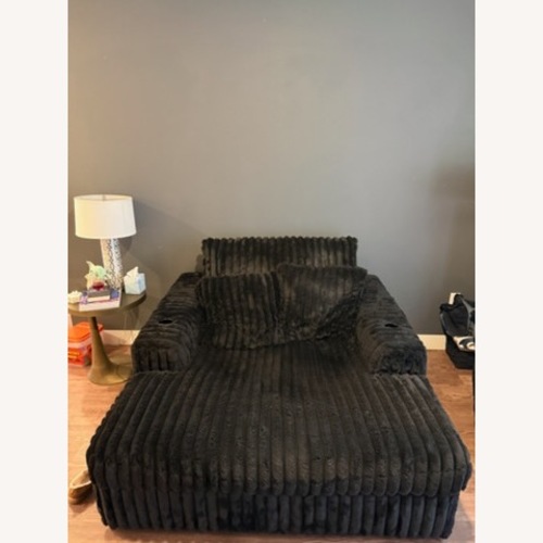 Used Ashley Furniture Black Velvet Chaise Lounge for sale on AptDeco