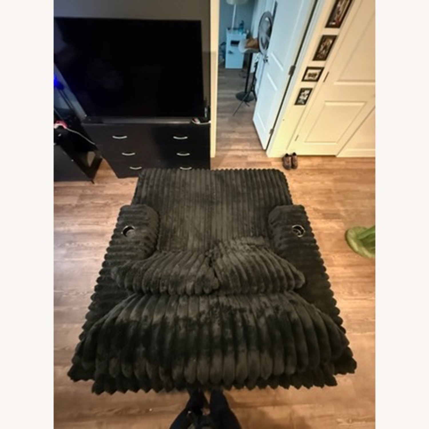 Ashley Furniture Black Velvet Chaise Lounge - image-2