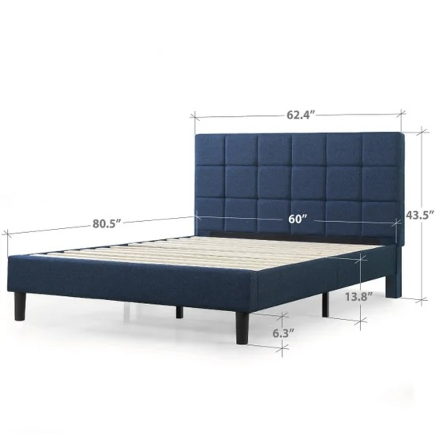 Dark Gray Fabric King Bed - image-4
