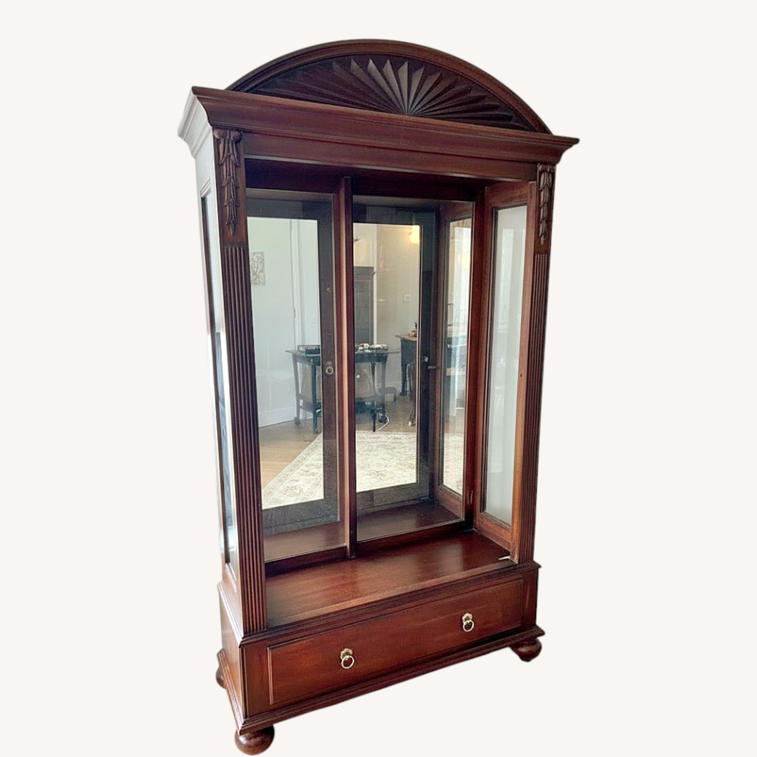 Ethan Allen Brown Wood and Glass Display Cabinet - image-9