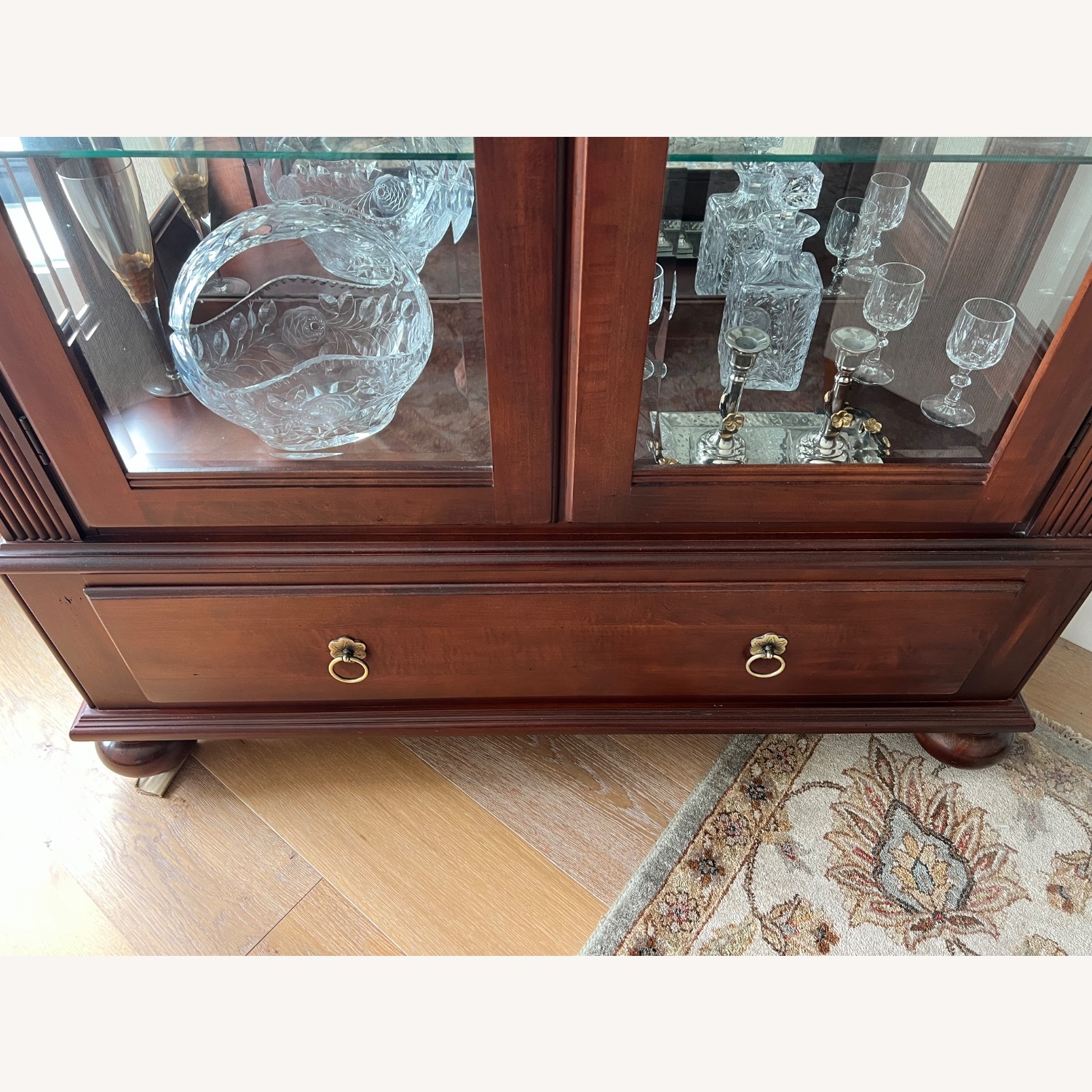 Ethan Allen Brown Wood and Glass Display Cabinet - image-3