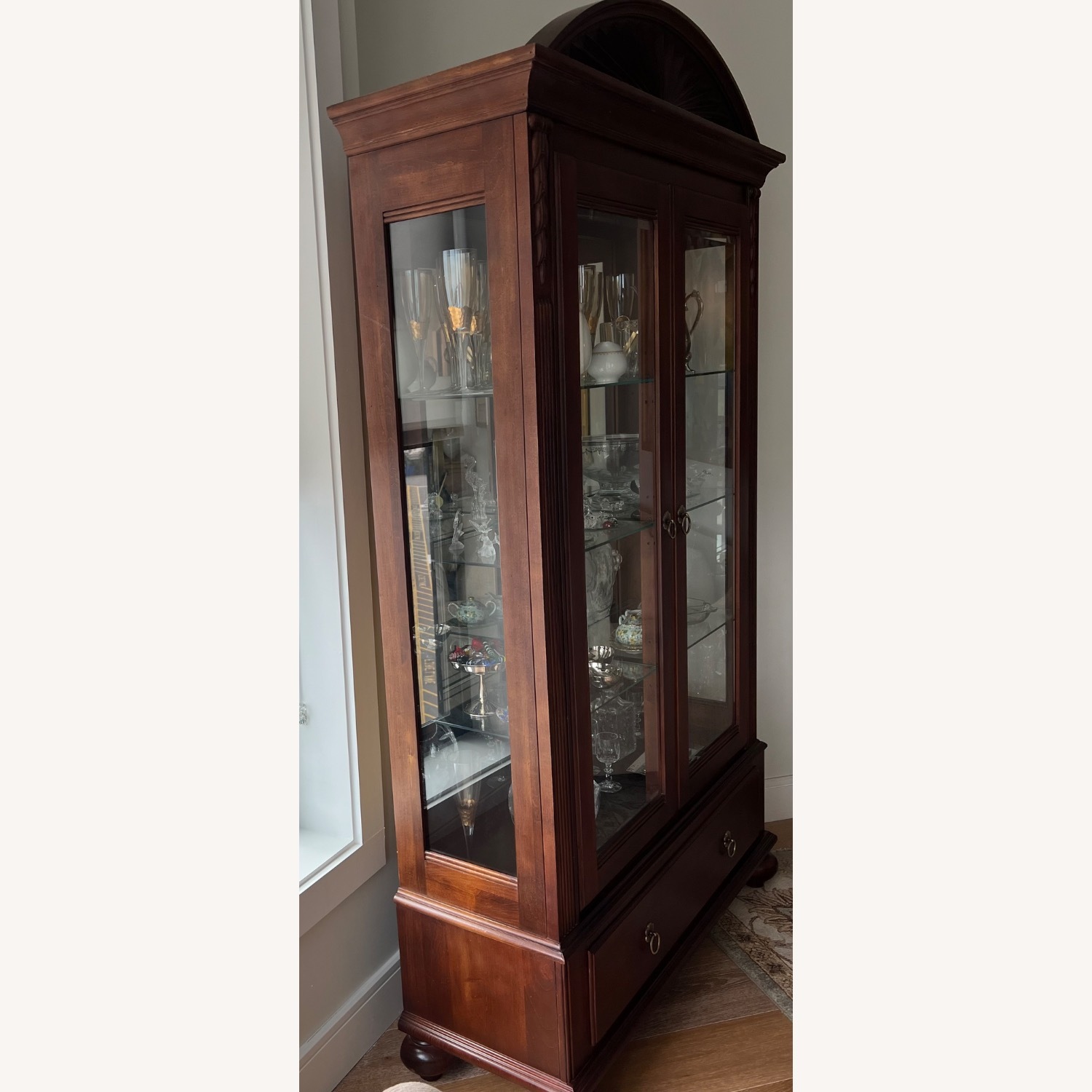 Ethan Allen Brown Wood and Glass Display Cabinet - image-2