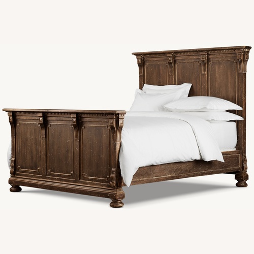 Used Restoration Hardware St. James Dark Brown Wood King Bed for sale on AptDeco
