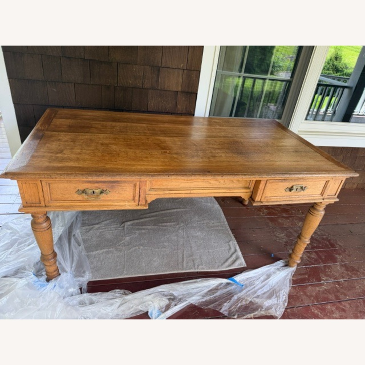 Vintage/Antique Light Brown Wood Desk - image-5