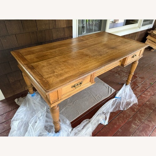 Used Vintage/Antique Light Brown Wood Desk for sale on AptDeco