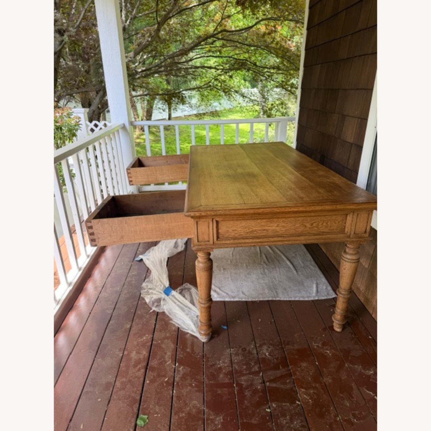Vintage/Antique Light Brown Wood Desk - image-3