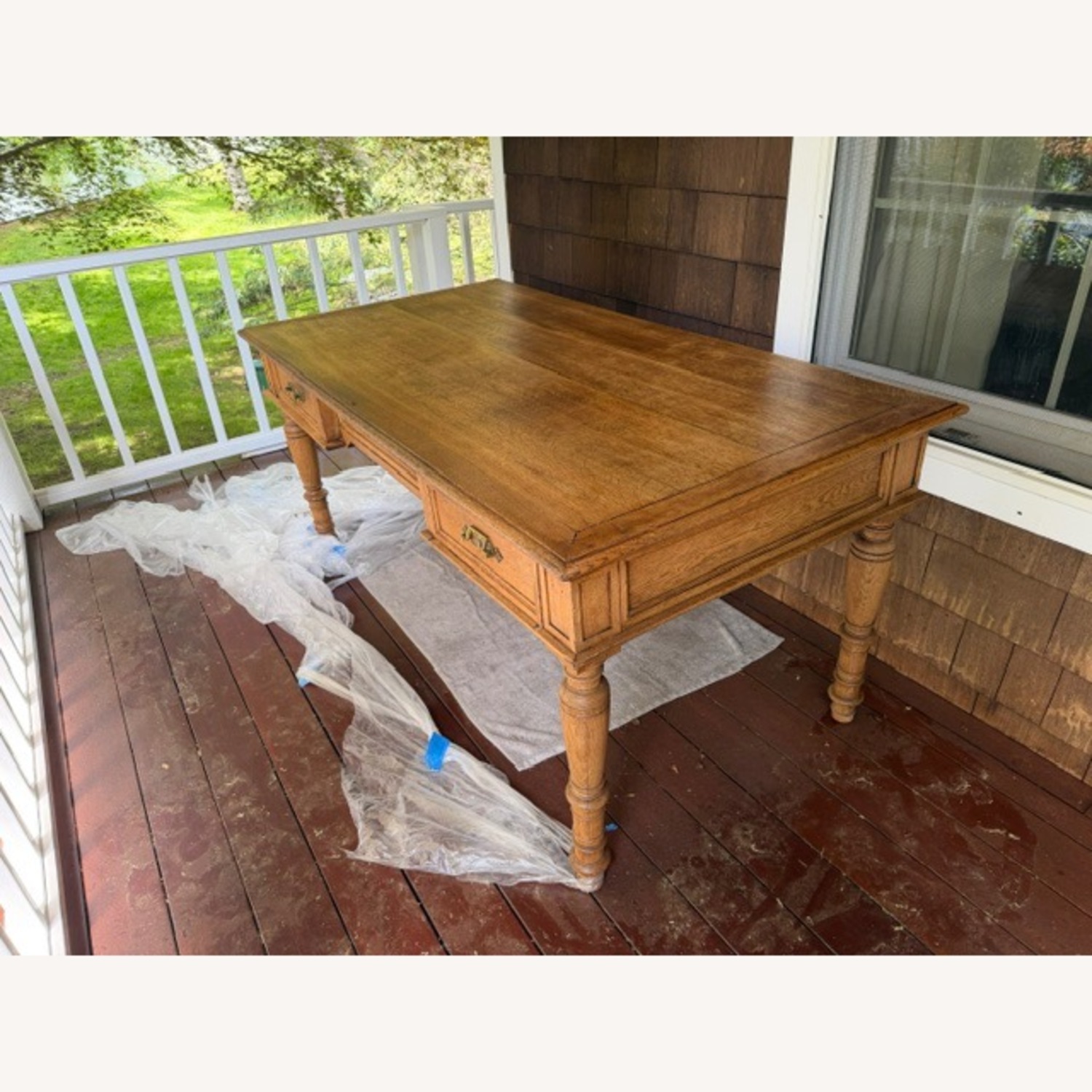 Vintage/Antique Light Brown Wood Desk - image-2
