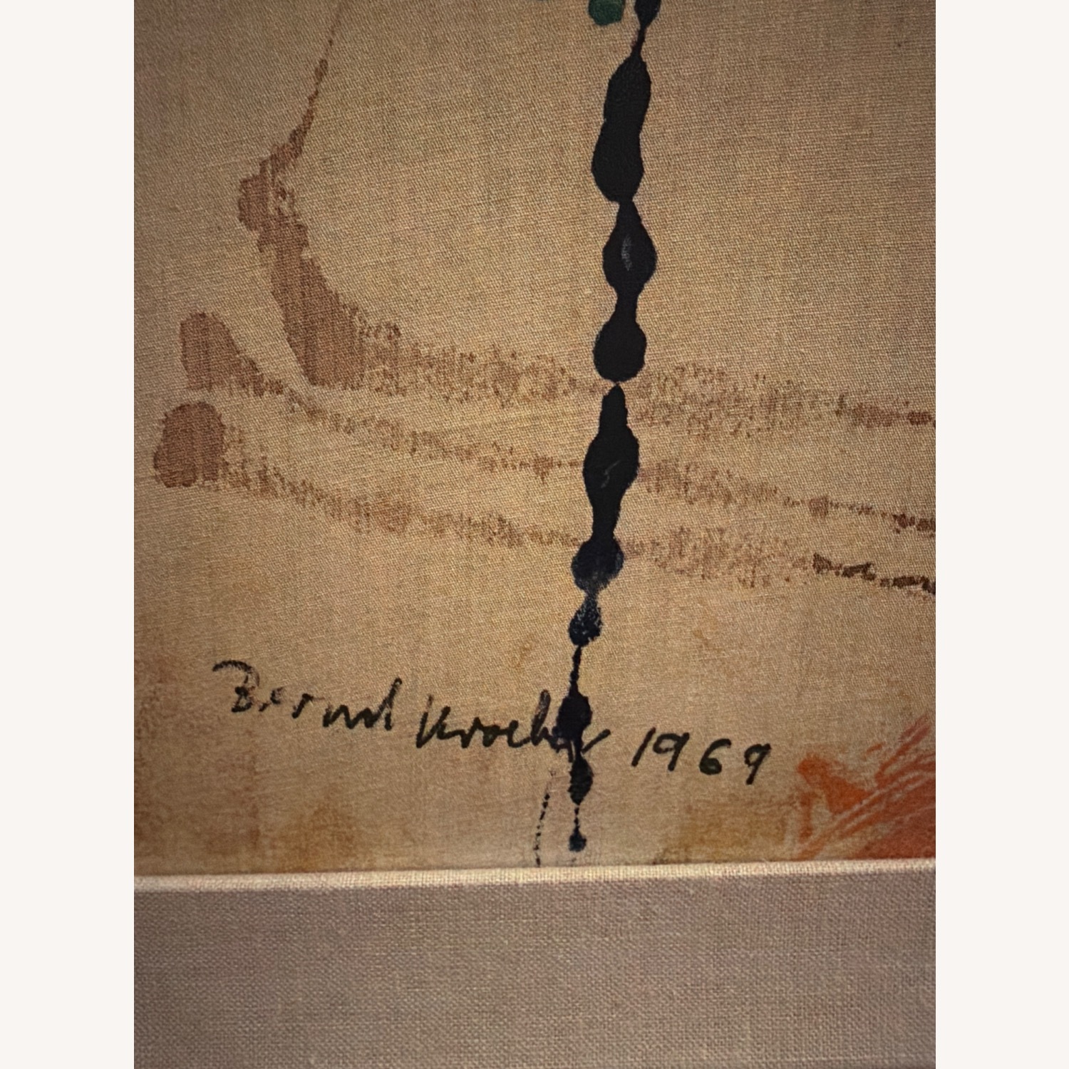 Canvas Teak frame Mid Century Painting  - image-5