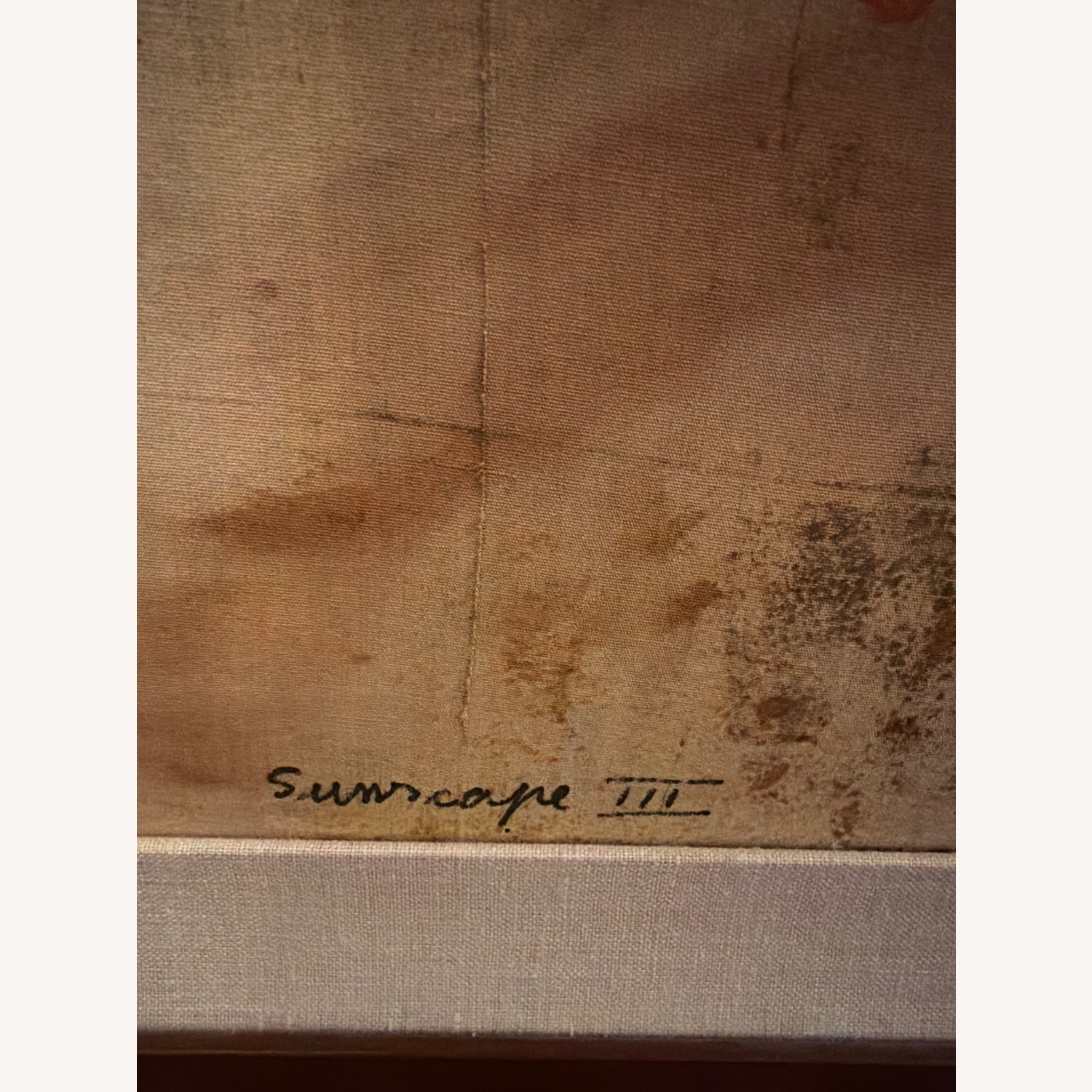 Canvas Teak frame Mid Century Painting  - image-6