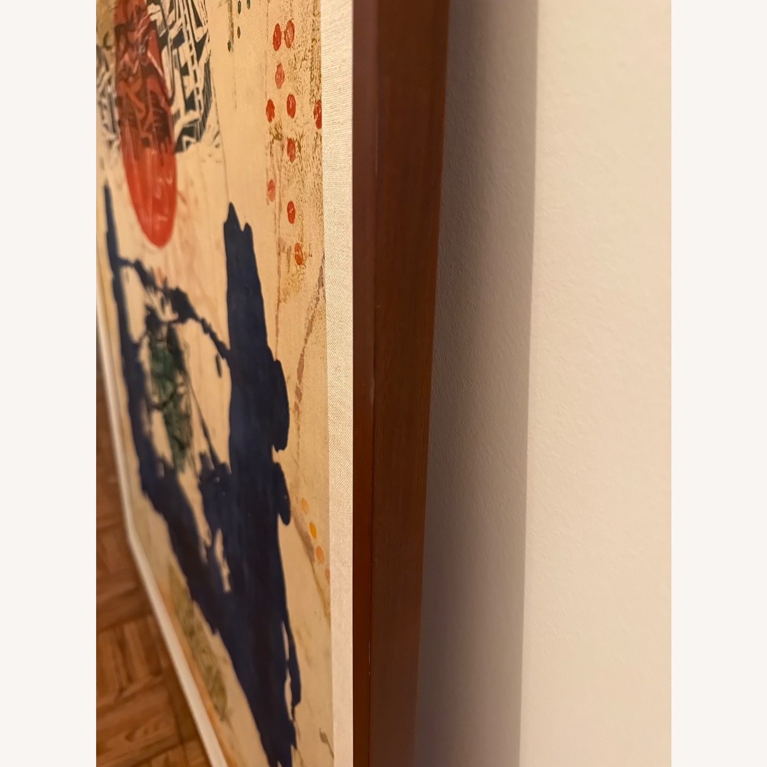 Canvas Teak frame Mid Century Painting  - image-3