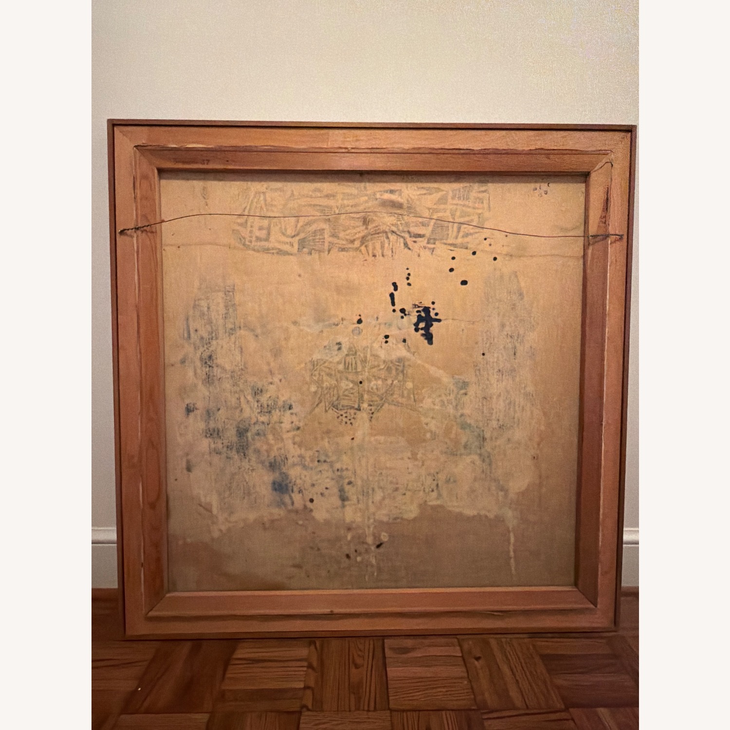 Canvas Teak frame Mid Century Painting  - image-8