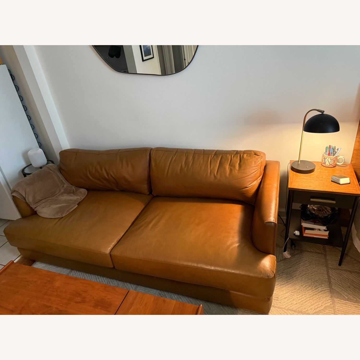 West Elm Haven 84” Leather Sofa - image-1