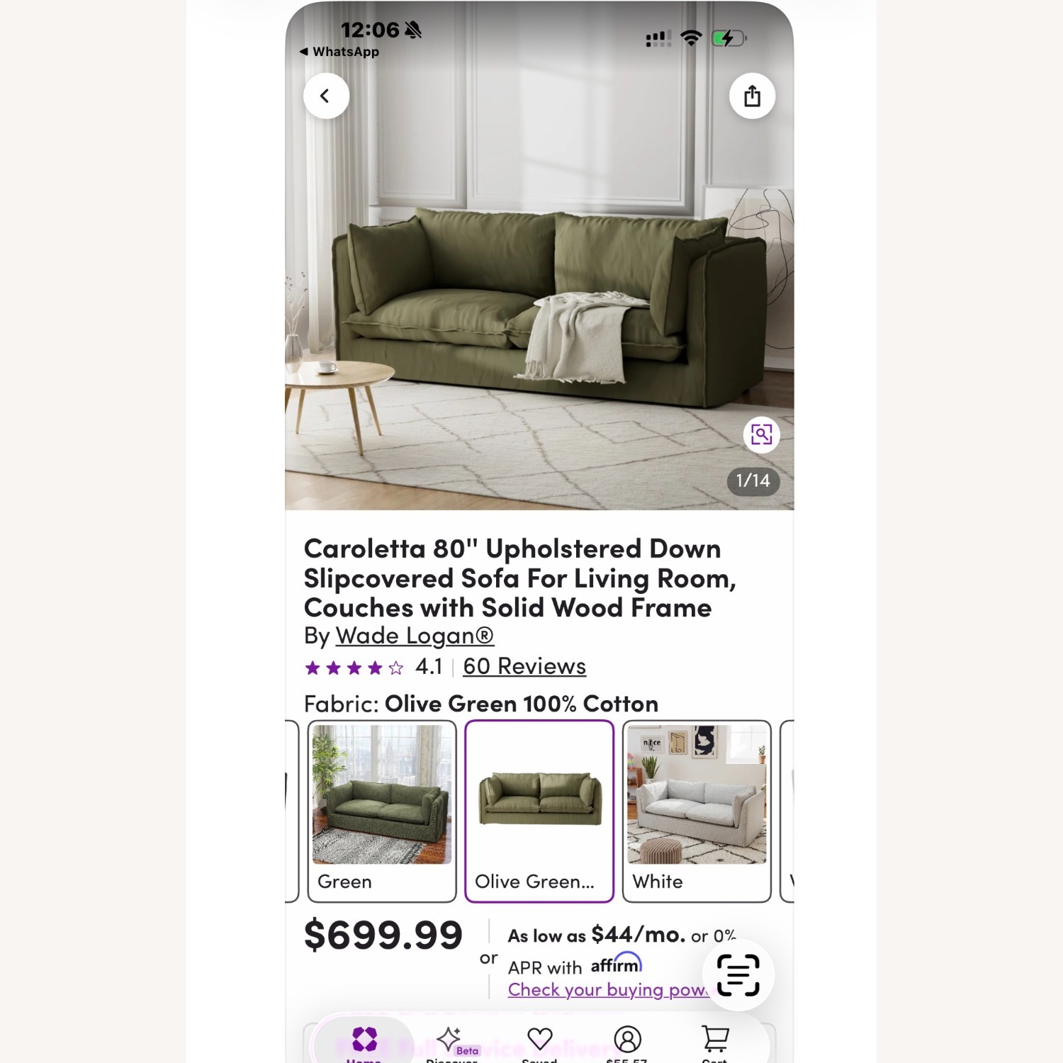 Wayfair 80" Upholstered Down Slip Cover Sofa  - image-3