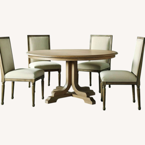 Used Pottery Barn Linden Natural Wood Dining Set for sale on AptDeco