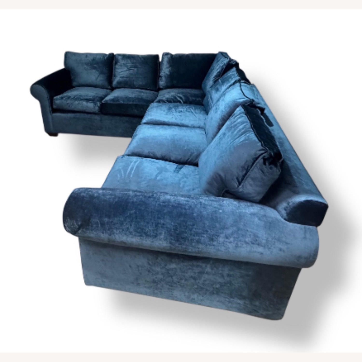 Baker Style Velvet L-shape Sofa - image-2
