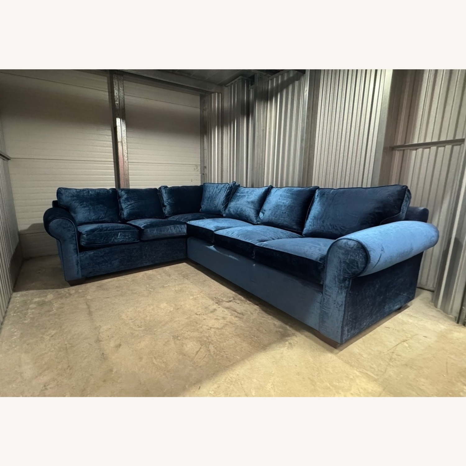 Baker Style Velvet L-shape Sofa - image-3