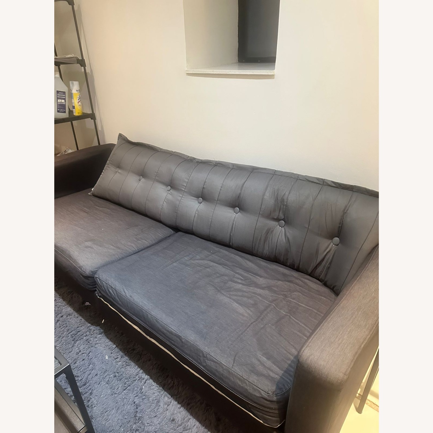 Dark Gray Sofa Bed Modern and Compact - image-1