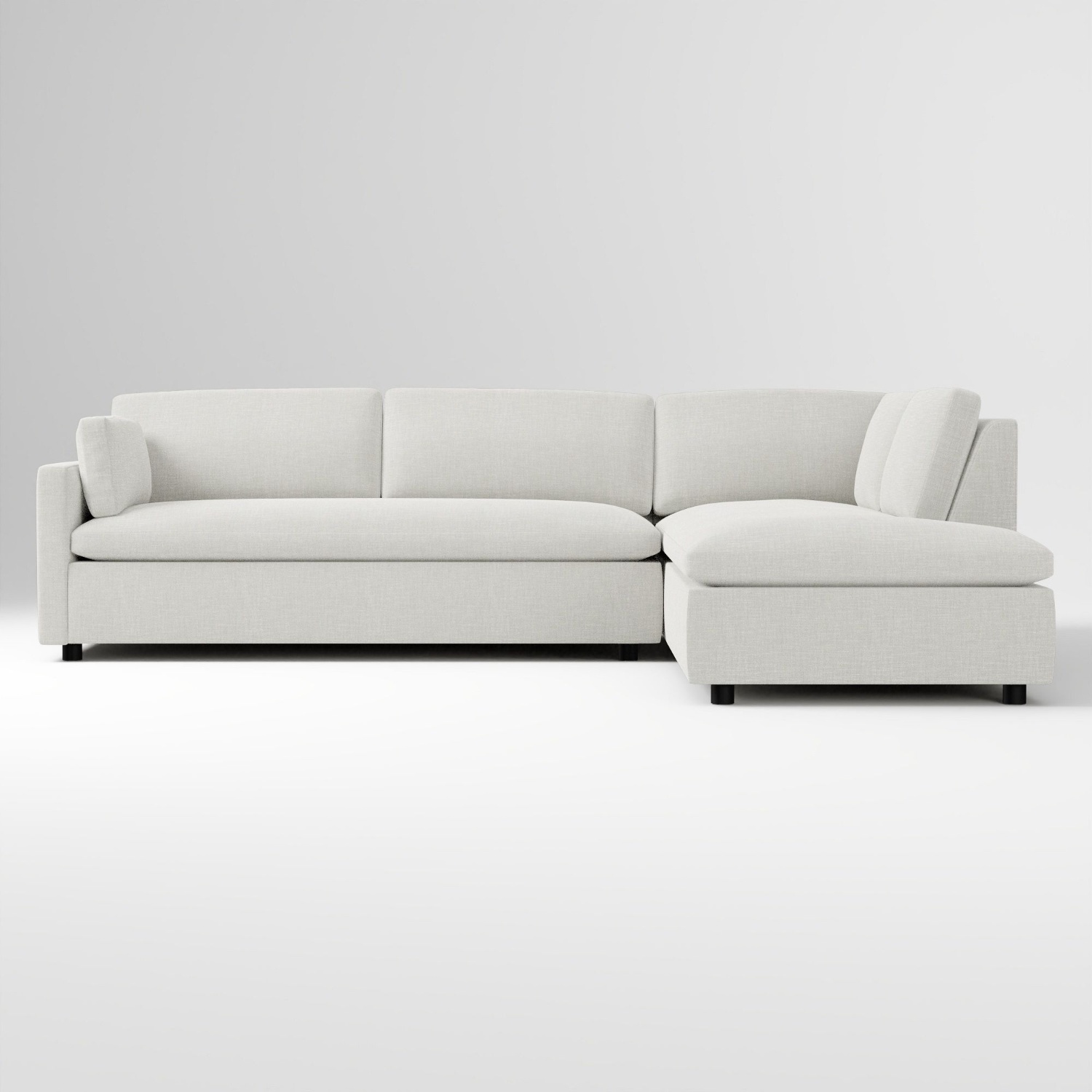 West Elm Light Gray Velvet 2 Piece Sectional - image-5