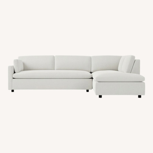Used West Elm Light Gray Velvet 2 Piece Sectional for sale on AptDeco