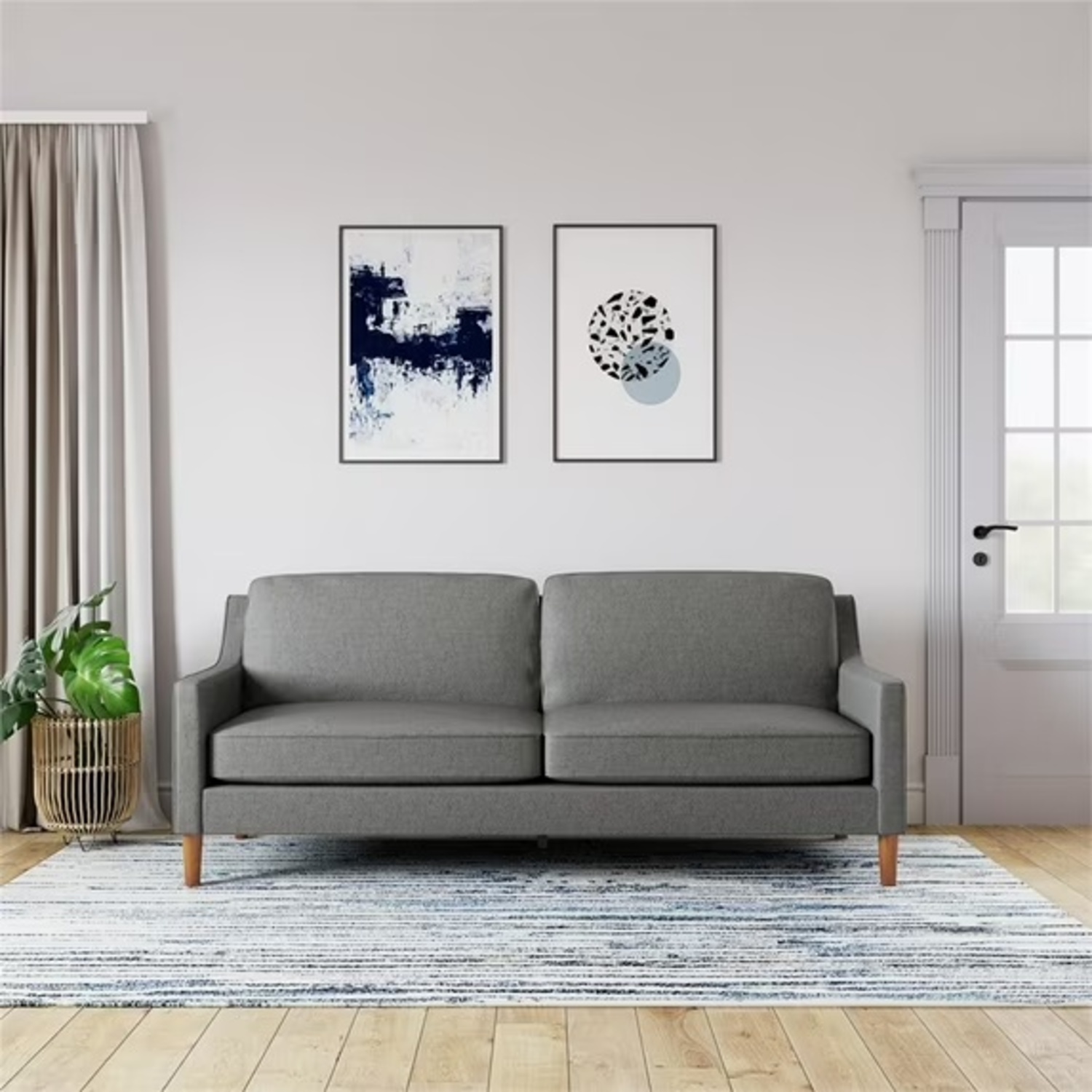 Walmart 3 Seater Sofa in Gray Linen - image-4