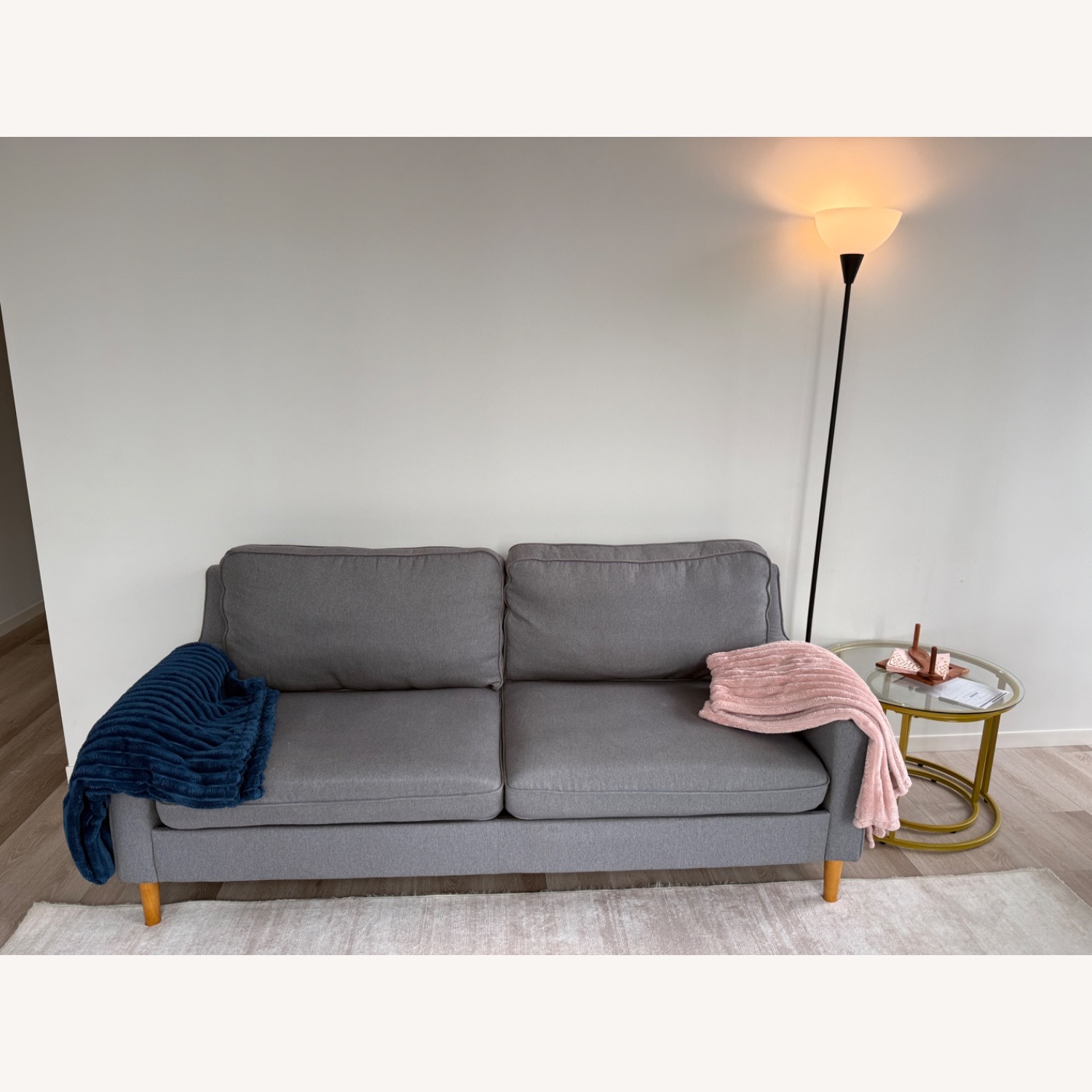 Walmart 3 Seater Sofa in Gray Linen - image-2