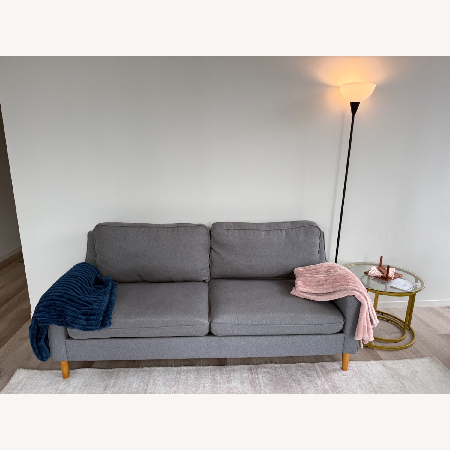 Walmart 3 Seater Sofa in Gray Linen - image-3