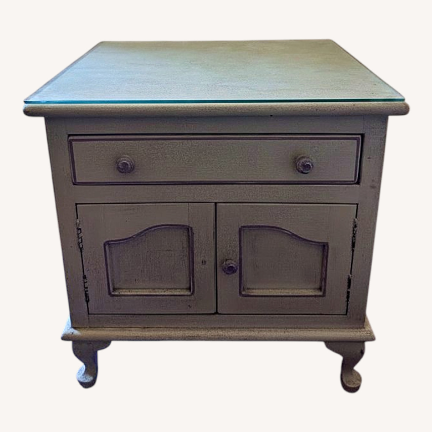Custom Made Distressed White/Lavender Nightstands - image-5