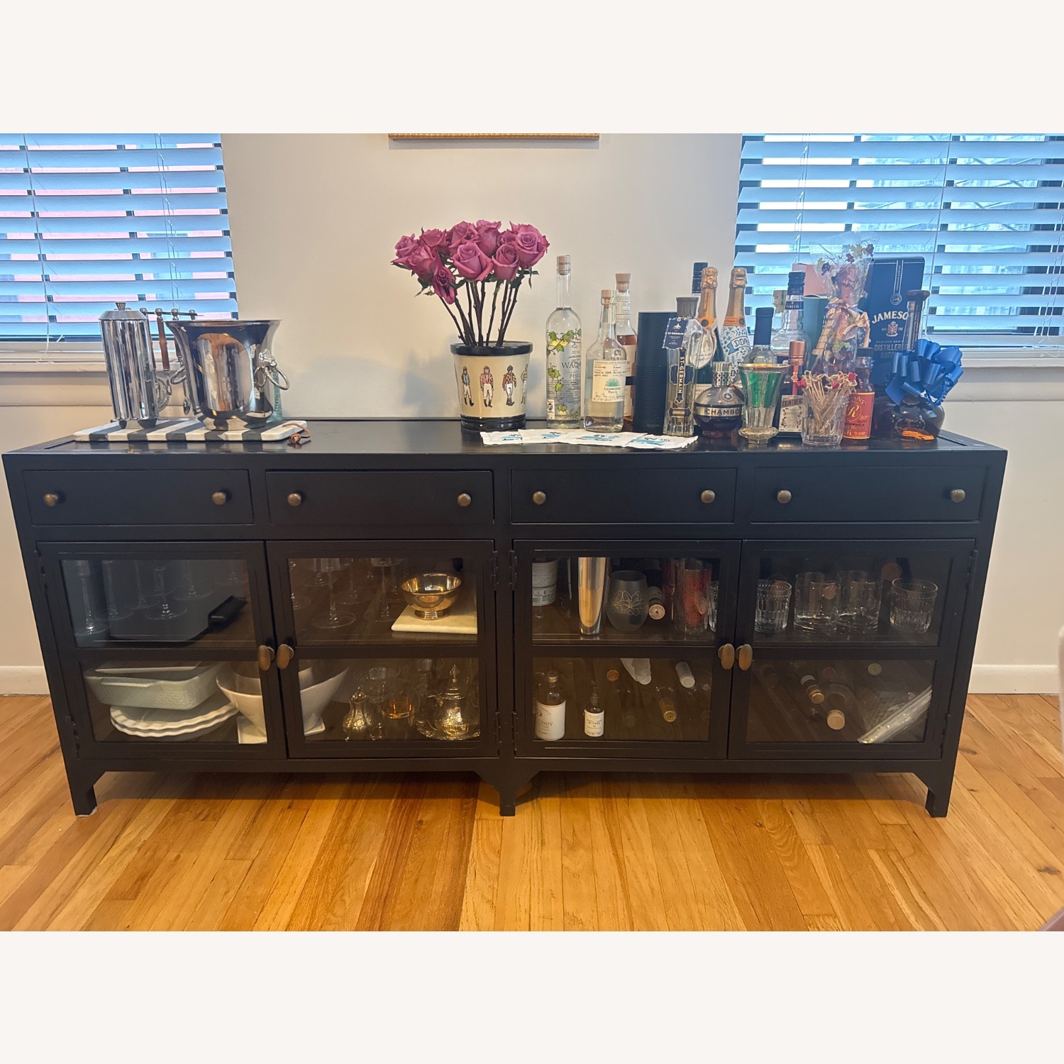 4 Drawer Cabinet Iron and Glass in Black - image-12