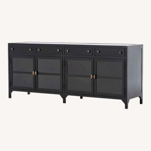 Used 4 Drawer Cabinet Iron and Glass in Black for sale on AptDeco