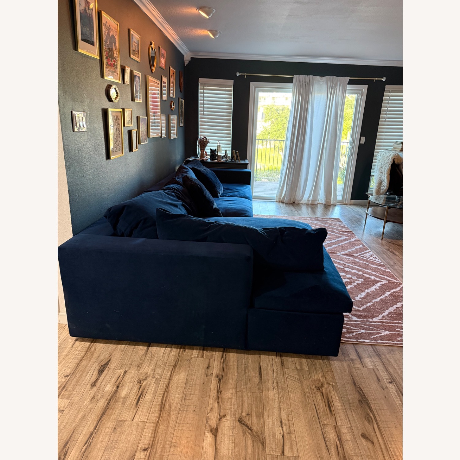 West Elm Harmony Navy Fabric 2 Piece Sectional - image-3