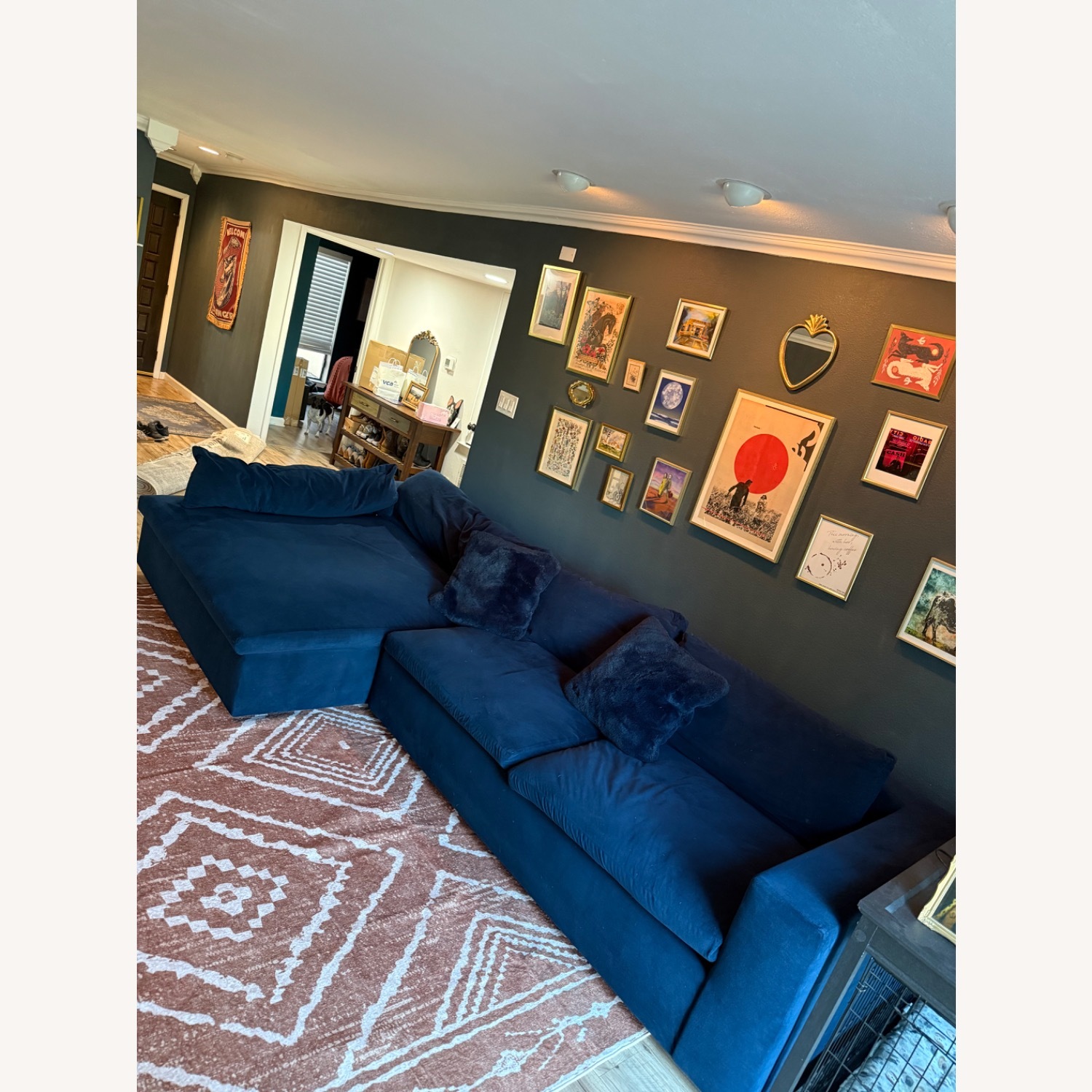 West Elm Harmony Navy Fabric 2 Piece Sectional - image-4